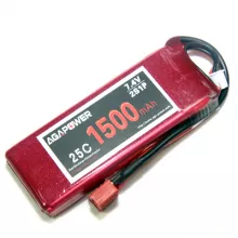 Аккумулятор AGA POWER Li-Po 1500mAh 7.4V 2S 25C Softcase 16x34x72мм JST фото