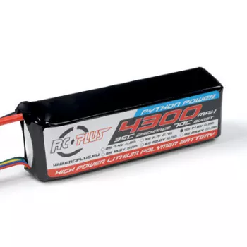 Аккумулятор RC Plus PYTHON Li-Po 14.8V 4300 mAh 4S1P 35C T-plug  Soft Case фото 1
