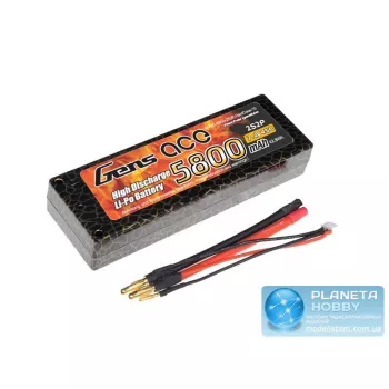 Аккумулятор Gens Ace Li-Po 7.4V 5800 mAh 2S1P 45C T-Plug Hard Case фото 1