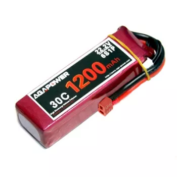 Аккумулятор AGA POWER Li-Po 1200mAh 22.2V 6S 30C Softcase 26x34x105мм T-Plug фото 1