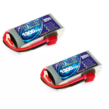 Аккумулятор Fullymax 11.1V 1300mAh Li-Po 3S 20C T-plug (2 шт.) фото 1
