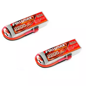 Аккумулятор Fullymax 11.1V 2200mAh Li-Po 3S 40C T-plug (для T-REX 450) (2 шт.) фото 1