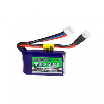 Аккумулятор Turnigy 7.4V 180mAh 2S 25C LiPo, nano-tech (Compatible LOSB0863) фото 1