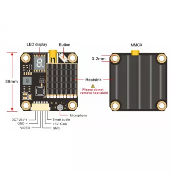 Видеопередатчик AKK FX2 Dominator 5.8GHz 2000mW 30.5x30.5мм фото 3