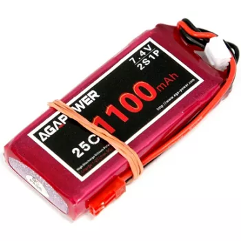 Аккумулятор Li-Po Aga Power Softcase 7,4V 2S JST (1100 mAh 25C) (AGA25-1100-2S-S) фото 1