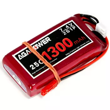 Аккумулятор Li-Po Aga Power Softcase 7,4V 2S JST (1300 mAh 25C) (AGA25-1300-2S-S) фото 1