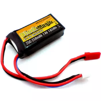 Аккумулятор Black Magic 7.4 В (2S) 250mAh JST-BEC plug LiPo 25C Soft Case фото 1