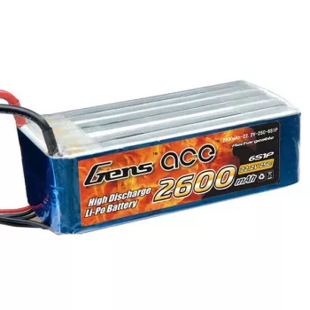 Аккумулятор Gens Ace LiPO 22,2В 2600мАч 6S 45C 117х33х45мм 384г EC5 (B-45C-2600-6S1P) фото 1