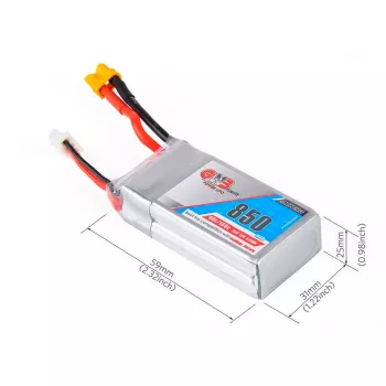Аккумулятор GNB 7.4V 850mah 80C Li-Po 2S1P SQUARE TYPE XT30 фото 4