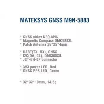 GPS датчик и компас Matek M9N-5883 GNSS & Compass фото 3