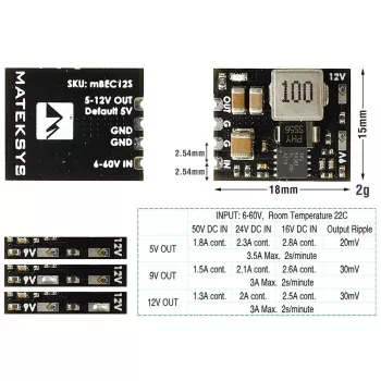Стабилизатор напряжения Matek Micro BEC 6-60V to 5V/9V/12V-ADJ фото 2