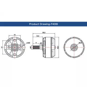 Бесколлекторный мотор T-Motor F40 III 2306 2400KV 3-4S для мультикоптеров фото 4