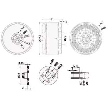 Мотор T-Motor U11 II KV120 6-12S 2783W для мультикоптеров фото 3