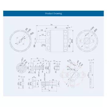 Электродвигатель T-Motor AT4125 540KV 3D Fixed Wing Airplane Long Shaft фото 4
